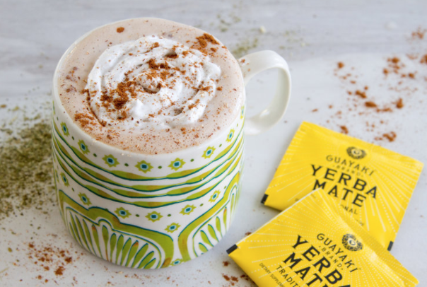 Hot Cacao Mate with Maca and Coconut Whipped Cream