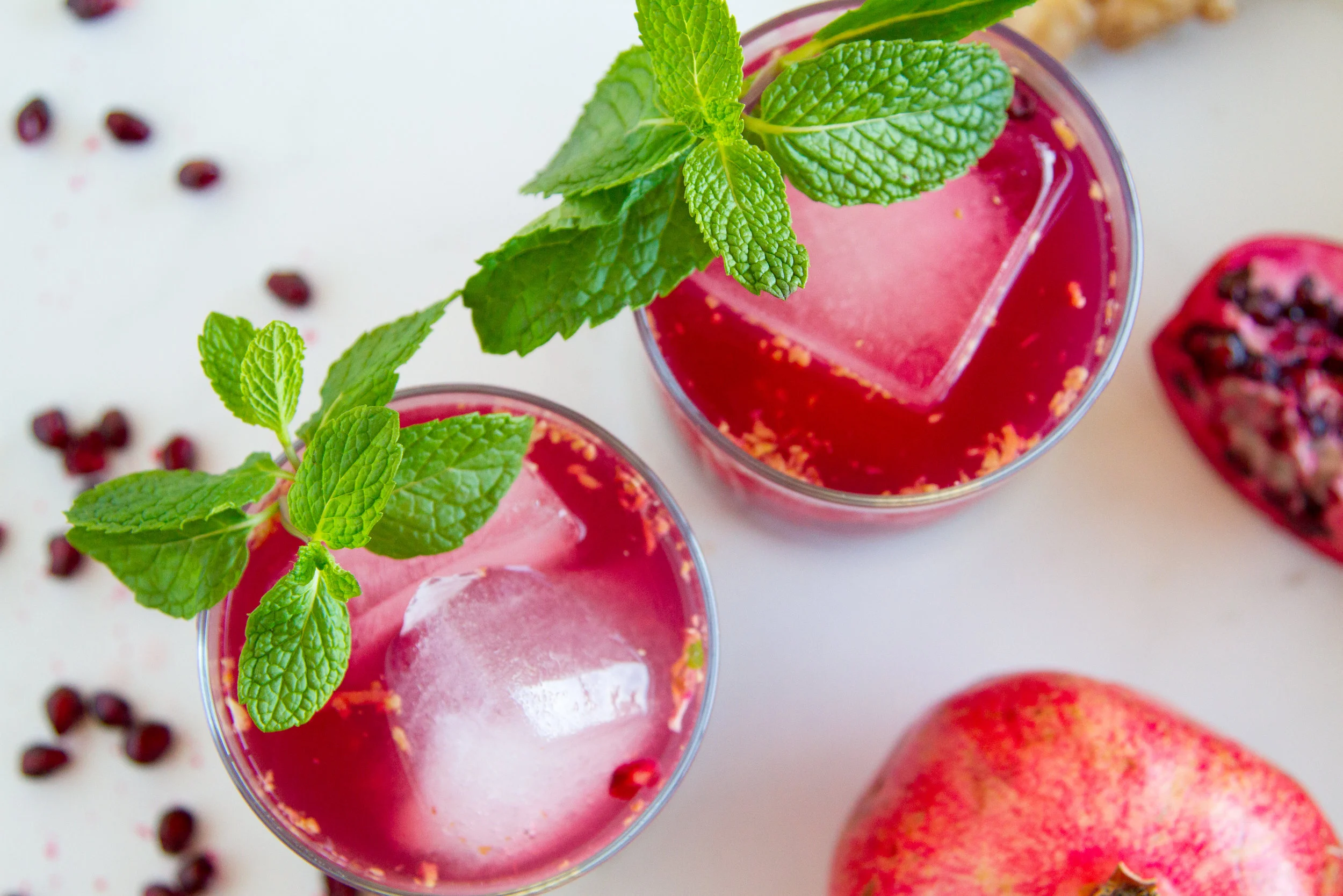 Peppermint Pomegranate Mules with Ginger  