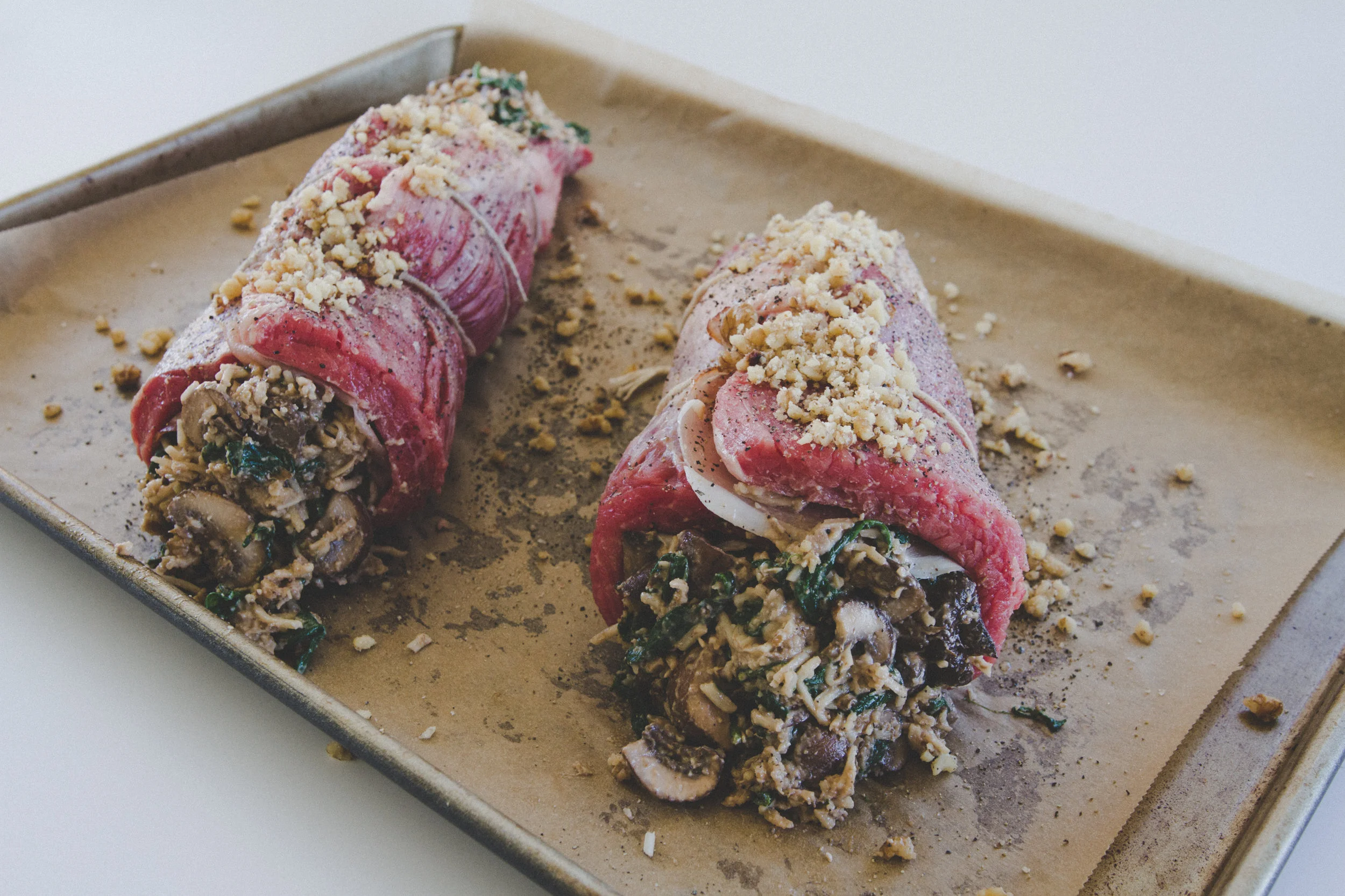 I love this pre-oven shot, it makes it look WAY fancier then it actually is. Once you make this recipe once, you will be able to add any yummy stuffing!