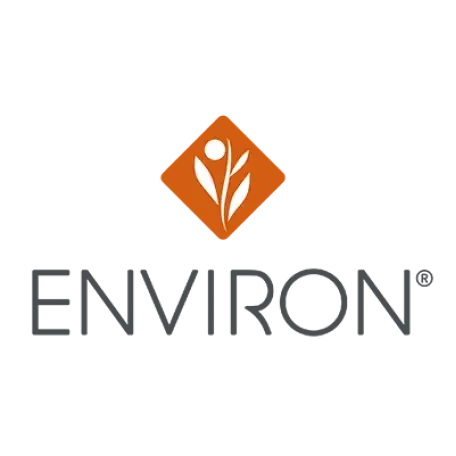 Environment logo with a stylized human figure and plant icon in an orange diamond above the word 'ENVIRON'.