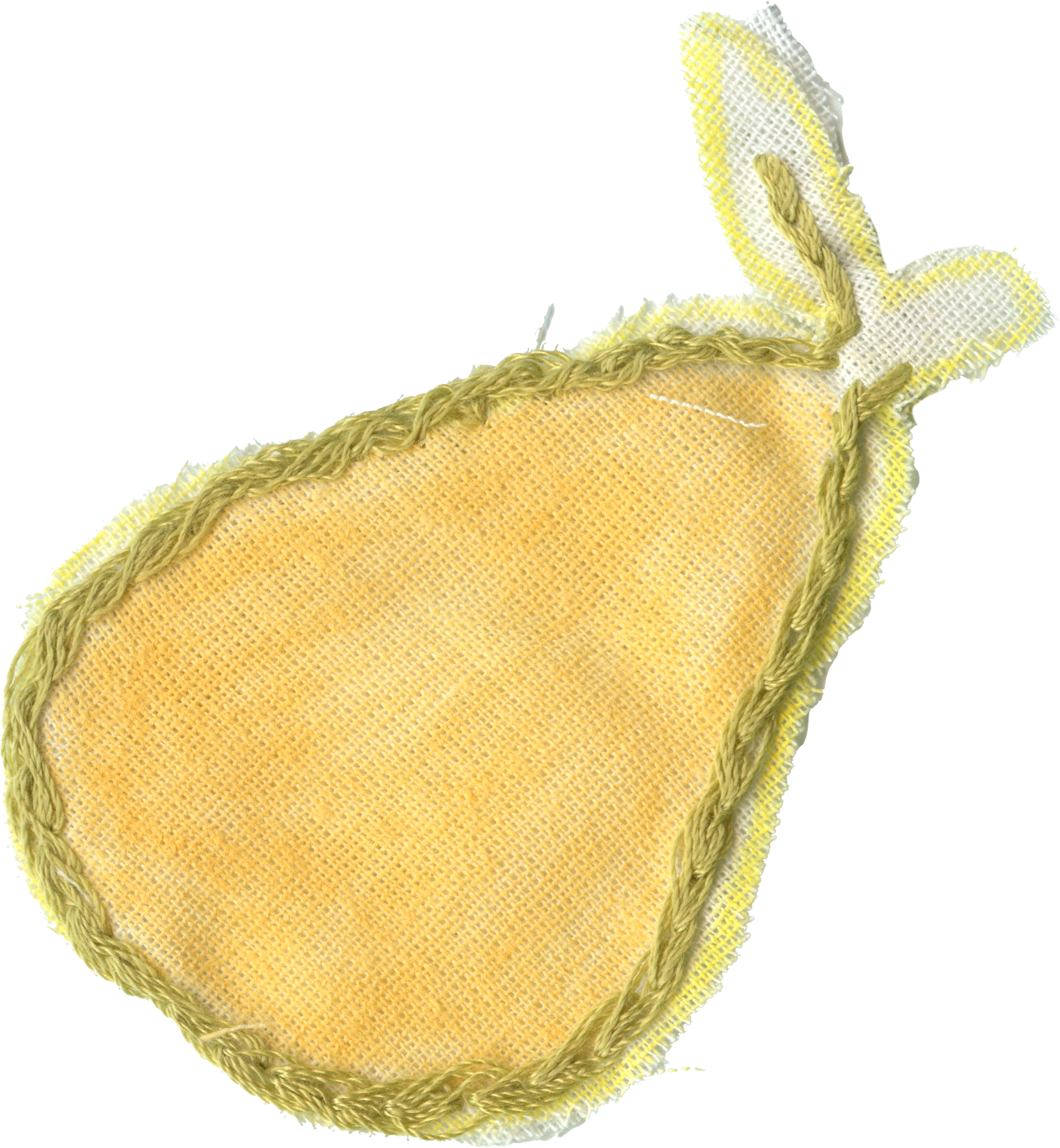 Close-up of a woven decorative butterfly with yellow and off-white colors, featuring braided trim and textured fabric.