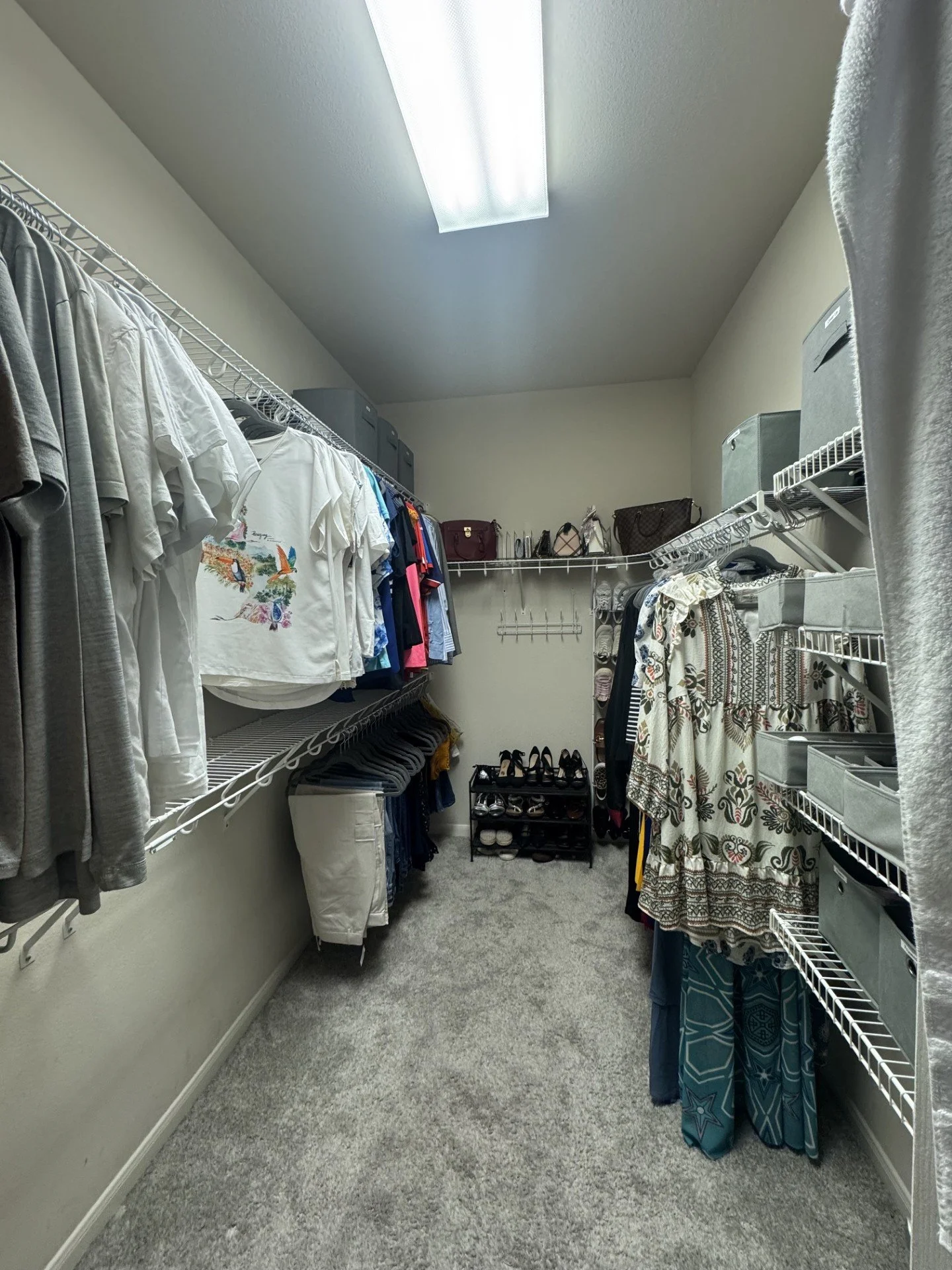 Shared closet organization: after, a system designed to fit how they get dressed every day