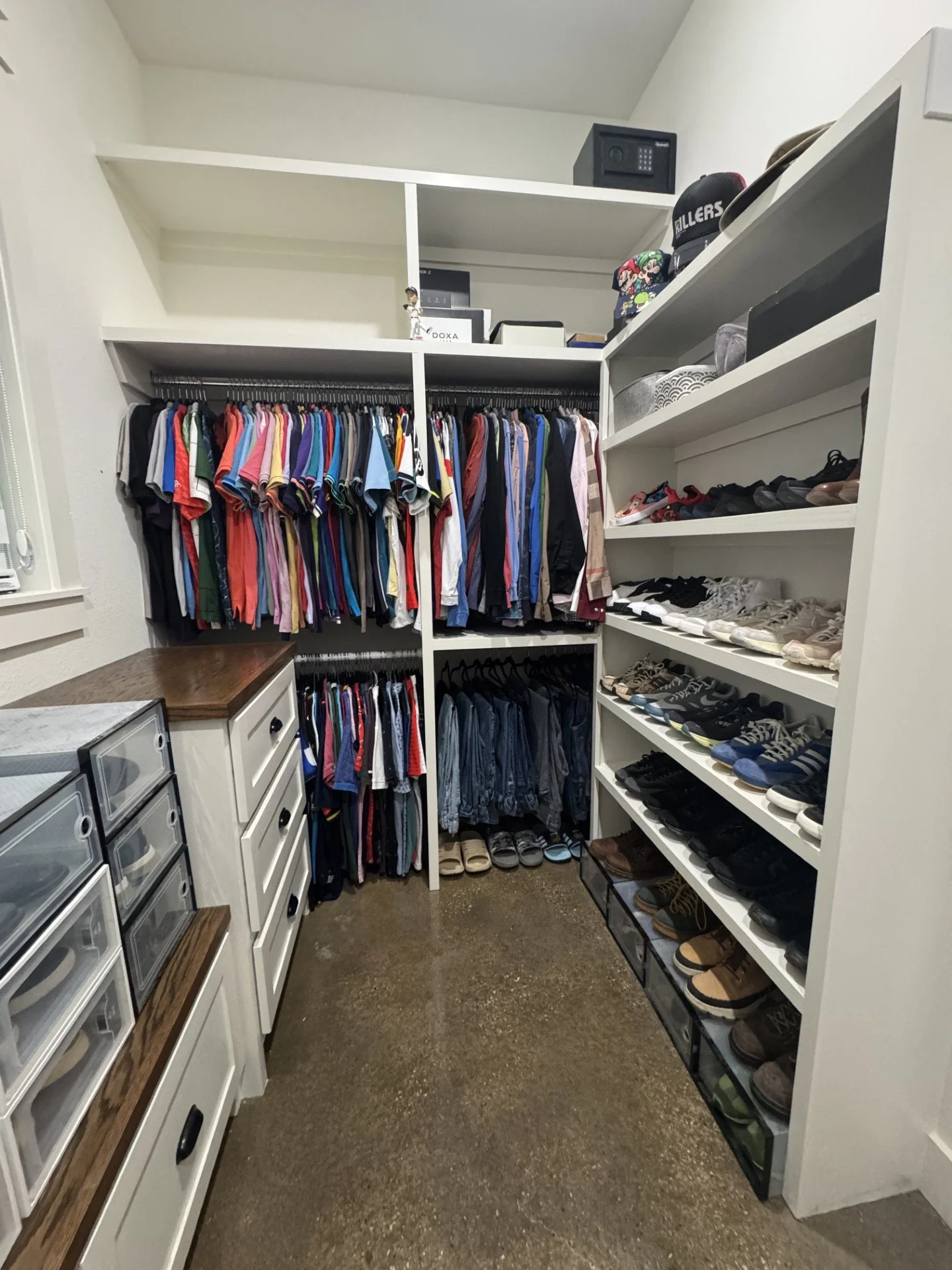 Closet organization: after, a custom system for shoes and everyday items