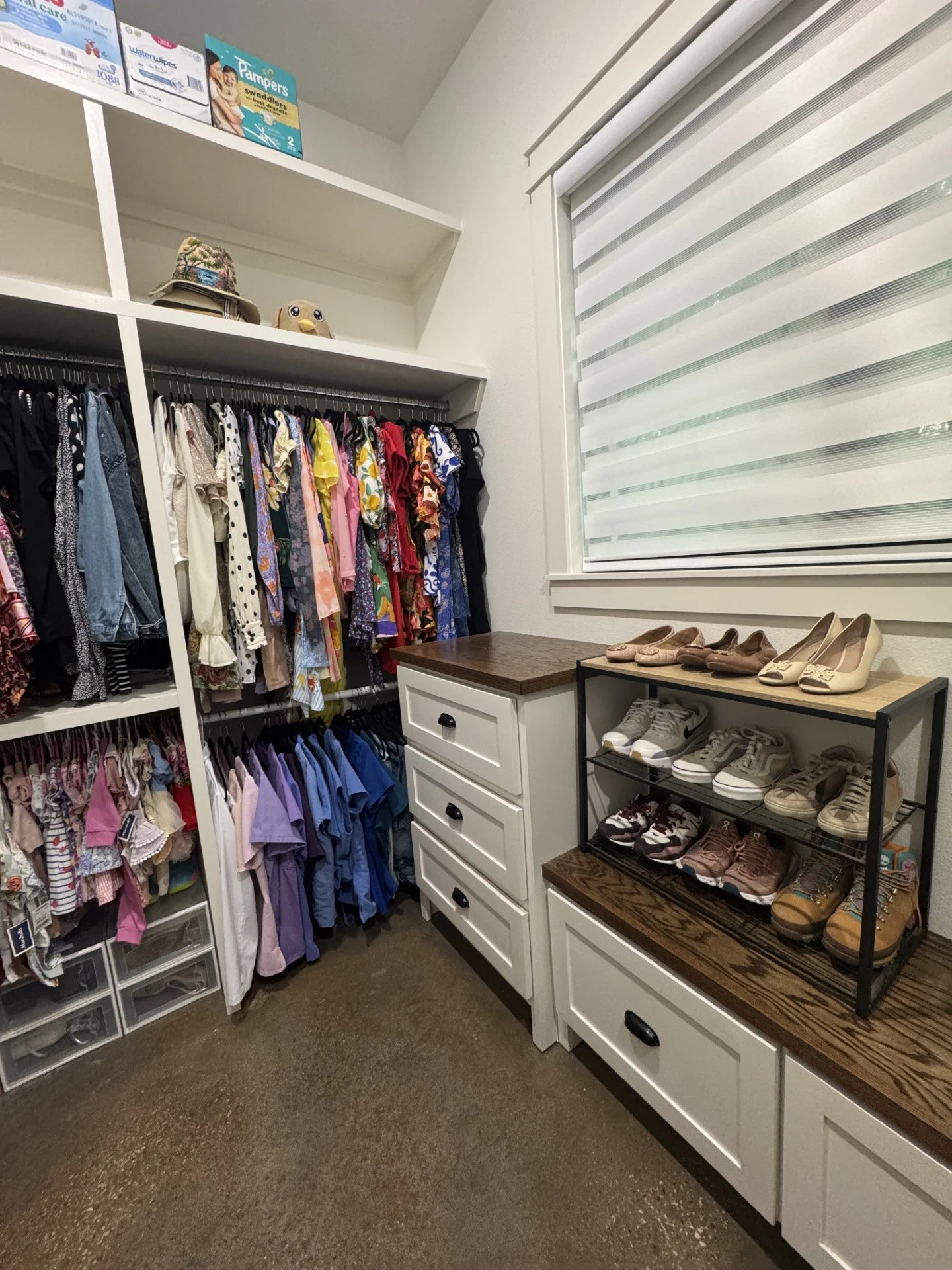 Closet organization: after, organized by category and color for easy daily use