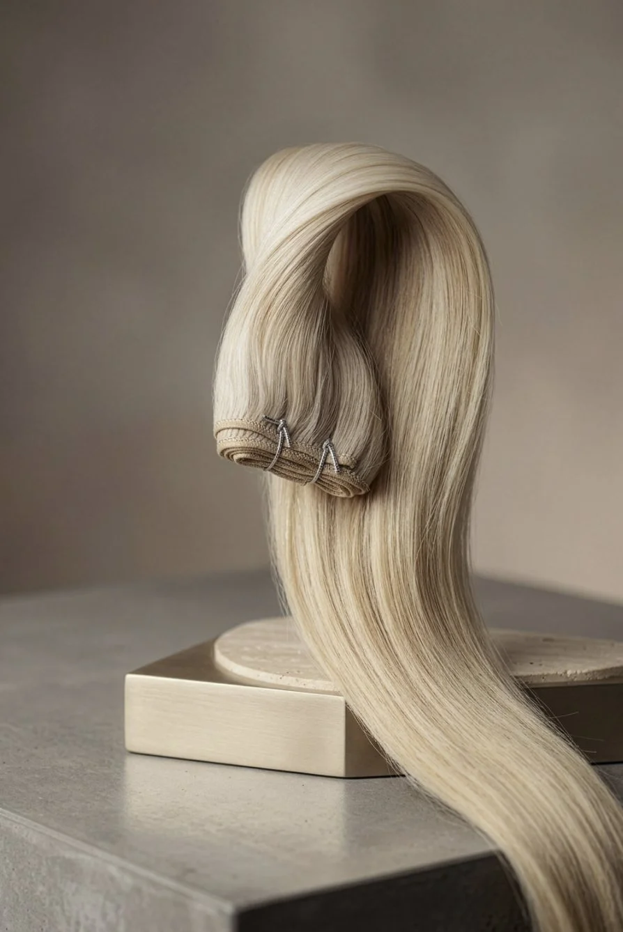 Blonde hair extension product photo