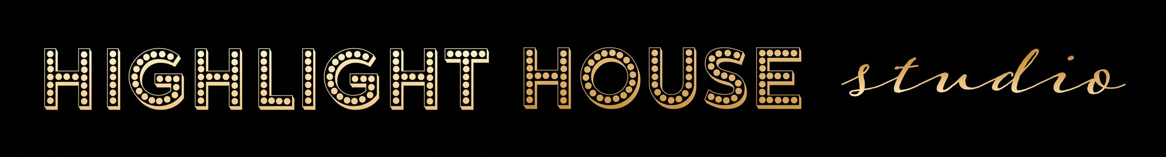 Highlight House Studio logo with illuminated marquee-style text on a black background