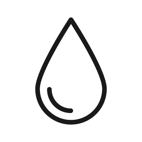 Outline of a water droplet with a smaller curved line inside, representing a water splash or reflection.
