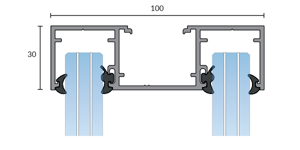 Technical drawing of a double-glazed window cross-section showing the frame, glass panes, and measurements in millimeters.
