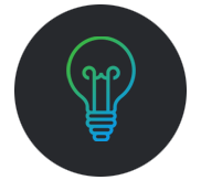 Lightbulb icon with a green outline on a dark background