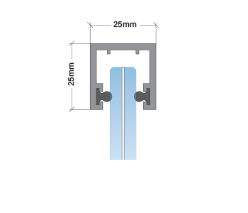 Cross-sectional diagram of a blue and gray aluminum window frame with measurements of 280mm width and 250mm height.