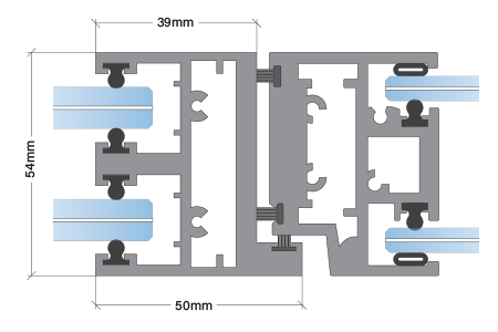 Cross-section of an industrial aluminum extrusion die with multiple cavities and channels.