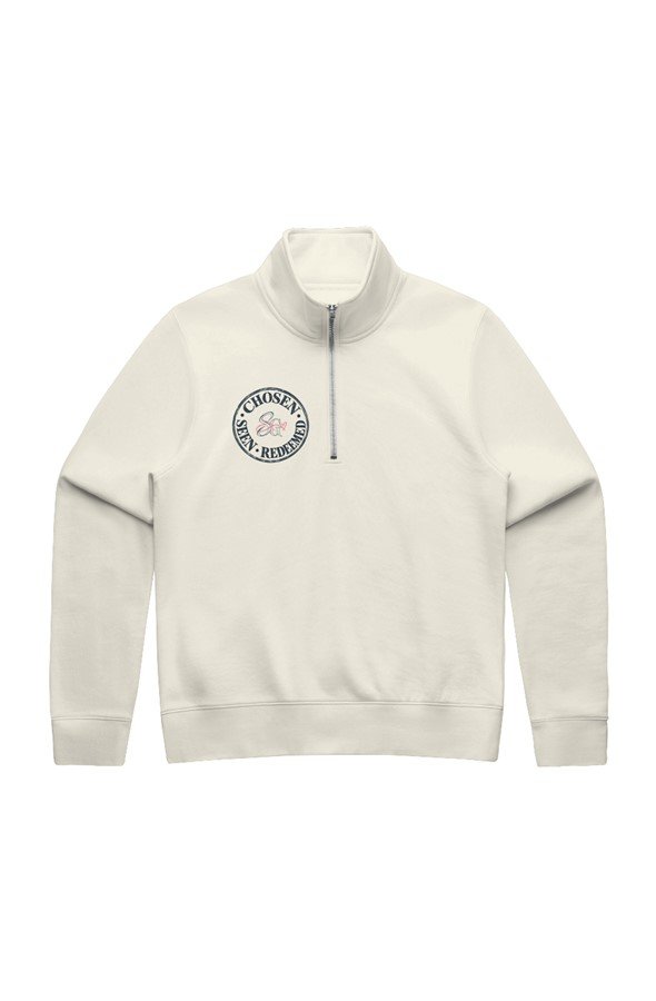 Womens stencil half zip crew