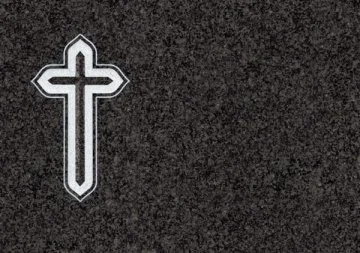 Lápida en granito negro con un diseño de cruz , que presenta un  relieve plano contrastado con un fondo picado artesanalmente y su contorno. Esculpida por el escultor Raúl Abad en nuestro taller de Alfara del Patriarca (Valencia).