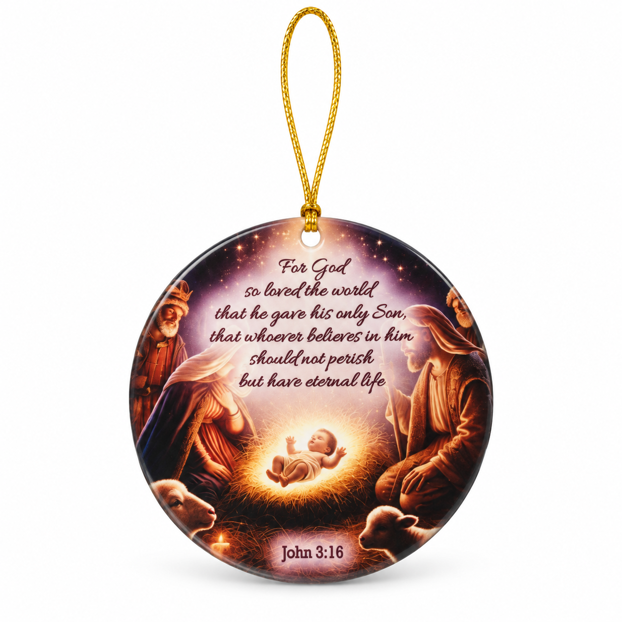 Nativity & John 3:16 – 3-Inch Christmas Ornament