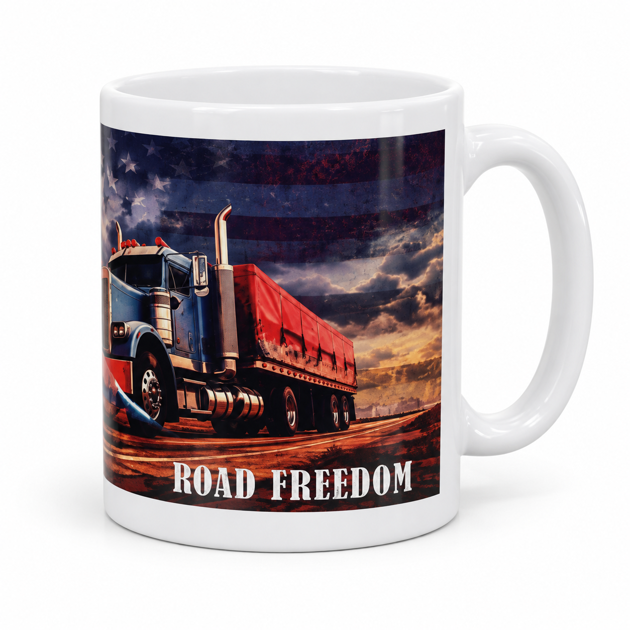 Road Freedom semi-truck ceramic mug-2.png
