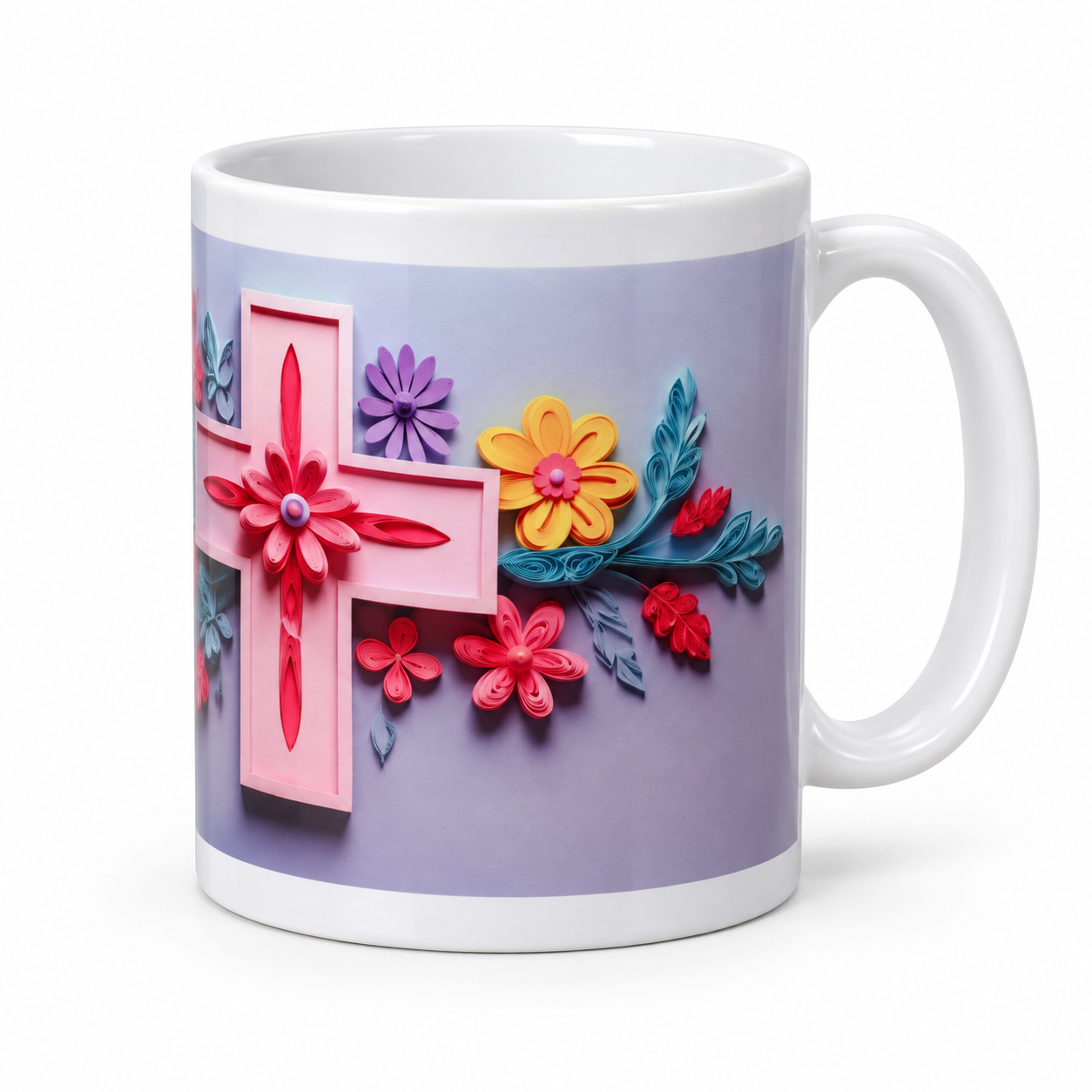 Lavender Floral Cross – 11 oz Coffee Mug