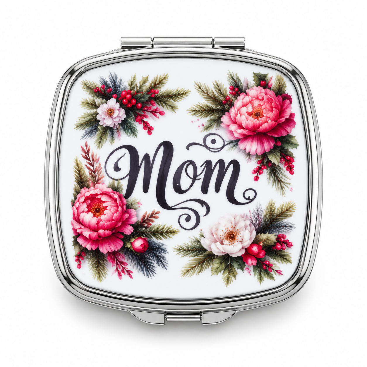 Mom Floral Compact Mirror — 3 × 3 Inches