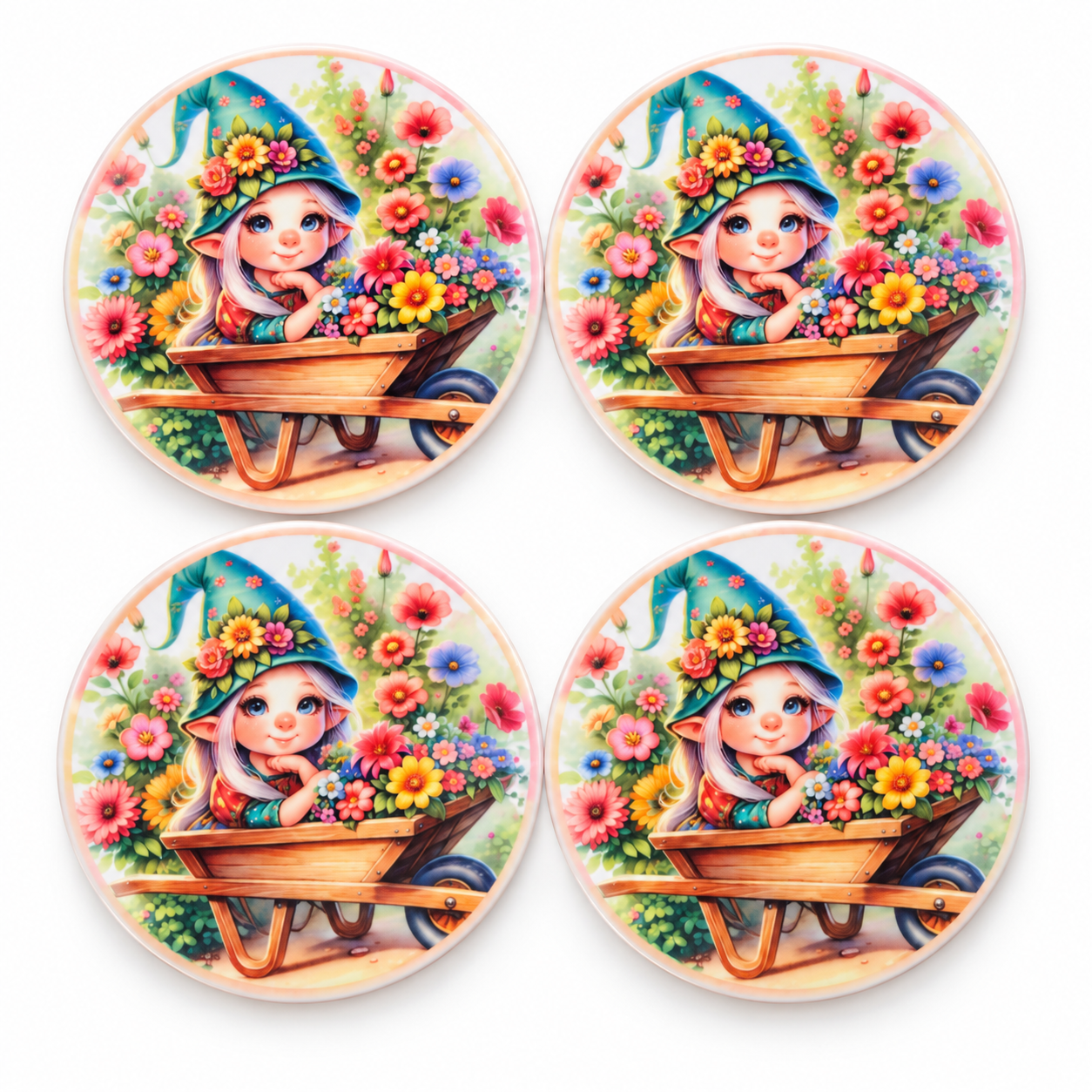 Four whimsical garden gnome coasters.png