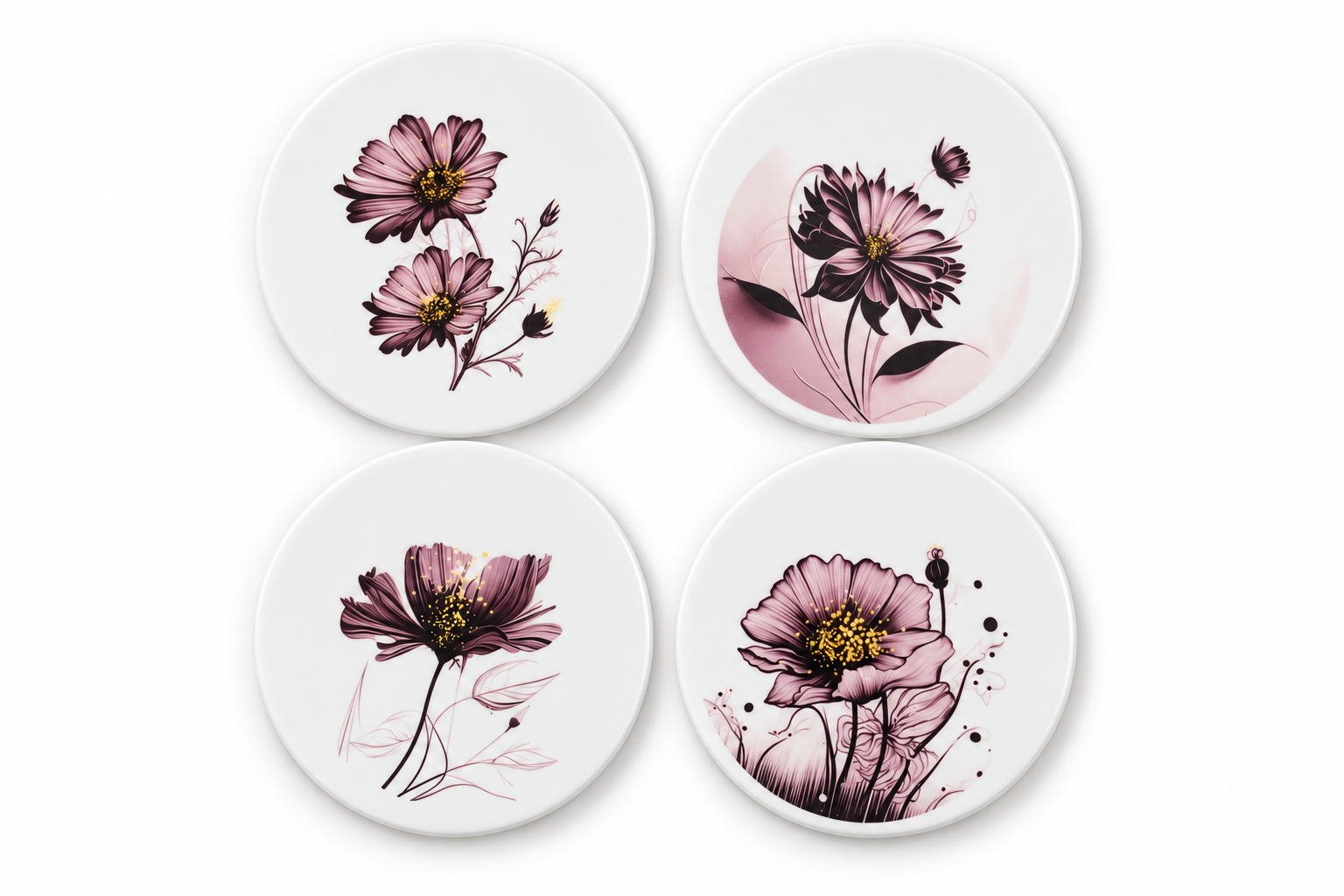 Four botanical ceramic coasters in a grid.png