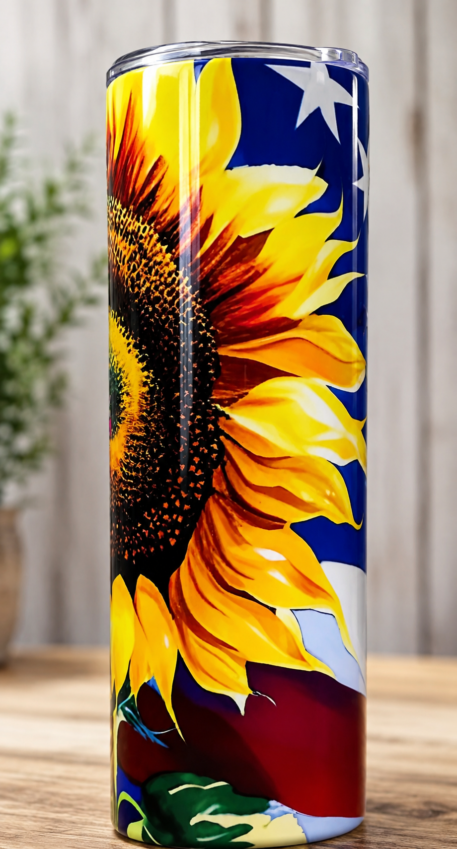 20 oz sunflower and American flag sublimation tumbler