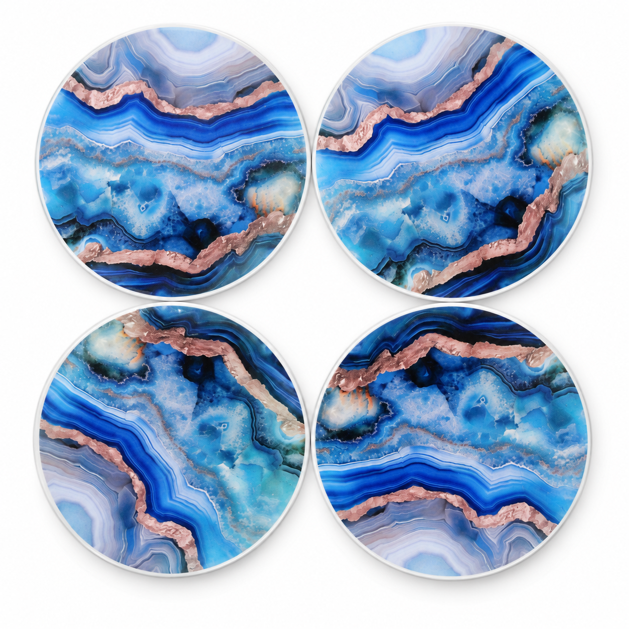 Four Blue Agate Ceramic Coasters.png