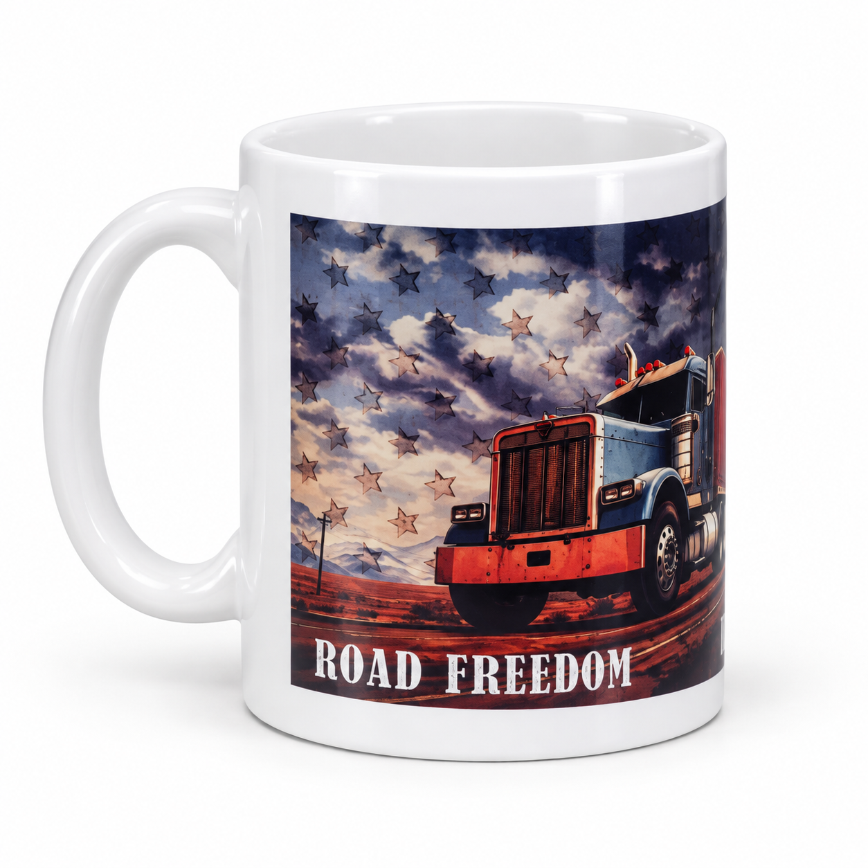 Road Freedom Semi Truck – 11 oz Coffee Mug