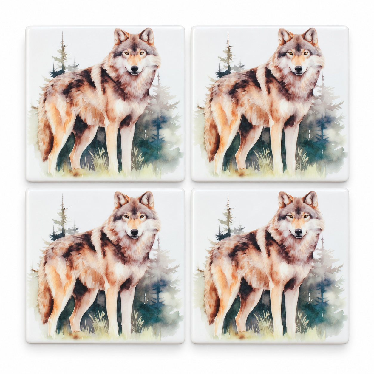 Four Wolf Forest Ceramic Coasters.png