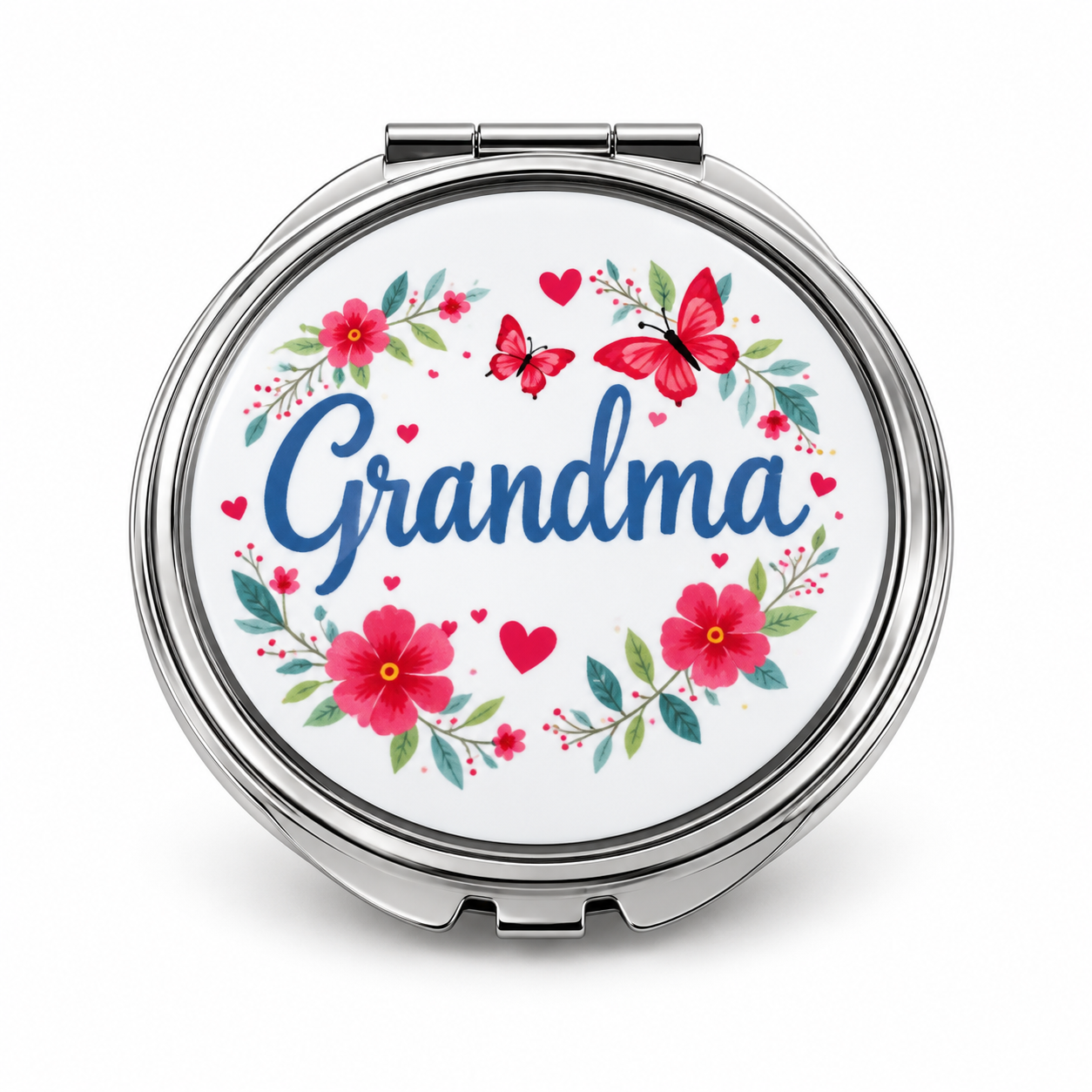 Grandma Floral Compact Mirror — 3 × 3 Inches