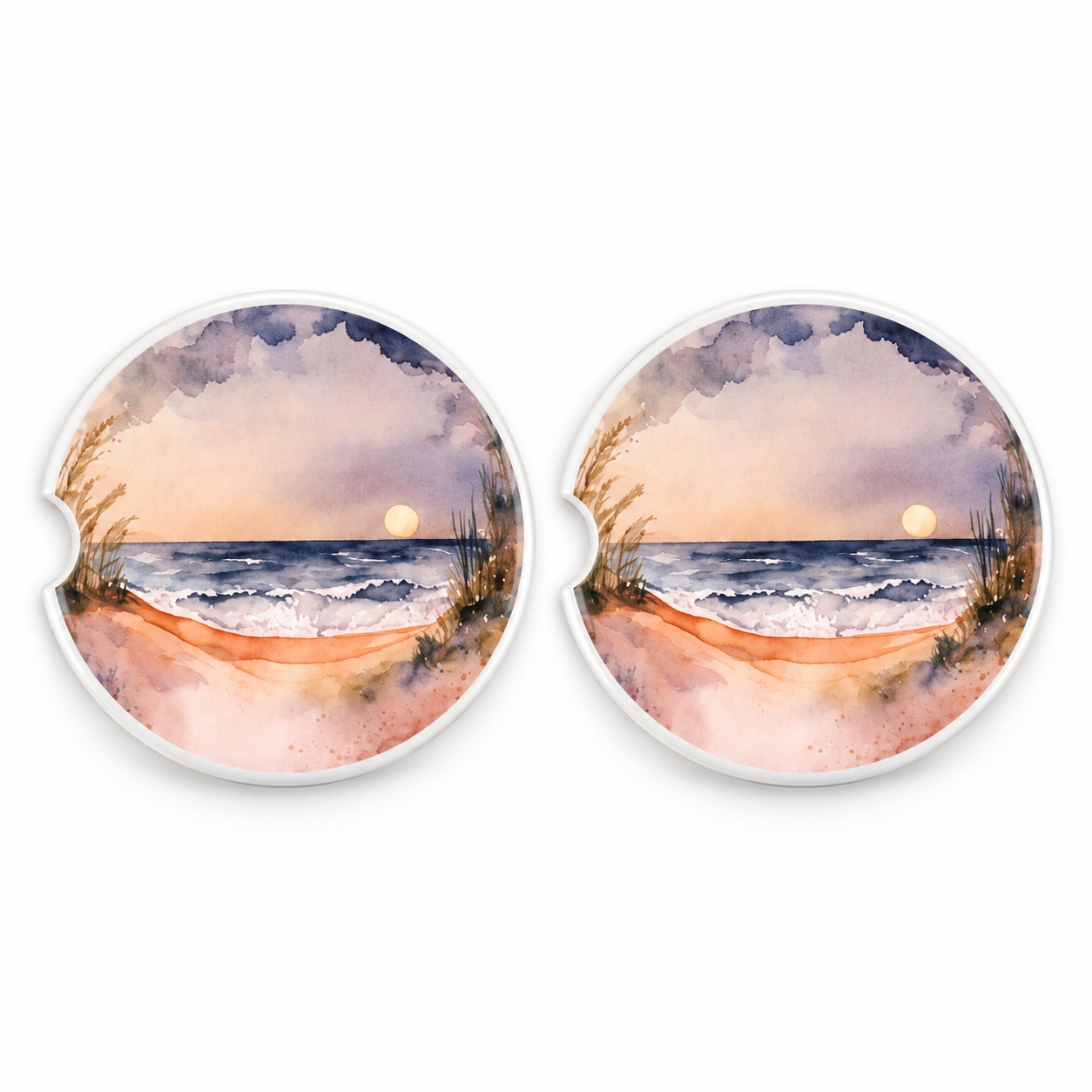 Pair of ceramic beach sunset coasters.png