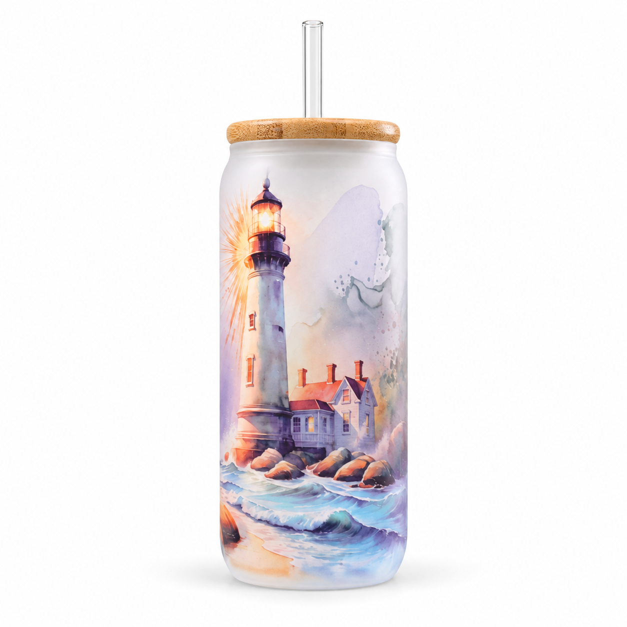 Coastal Lighthouse – 20 oz Frosted Glass Can Tumbler