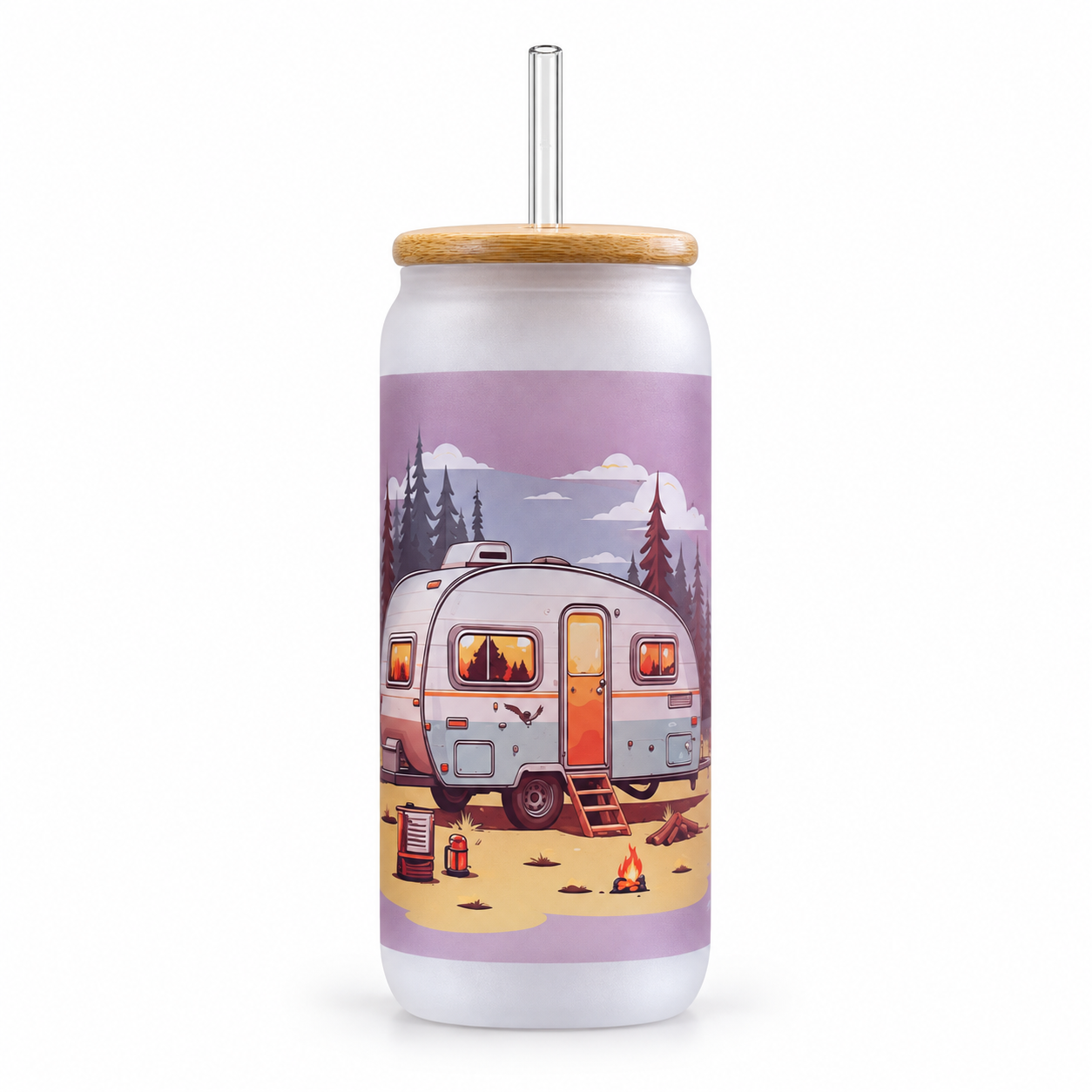 Campfire Getaway – 20 oz Frosted Glass Can Tumbler