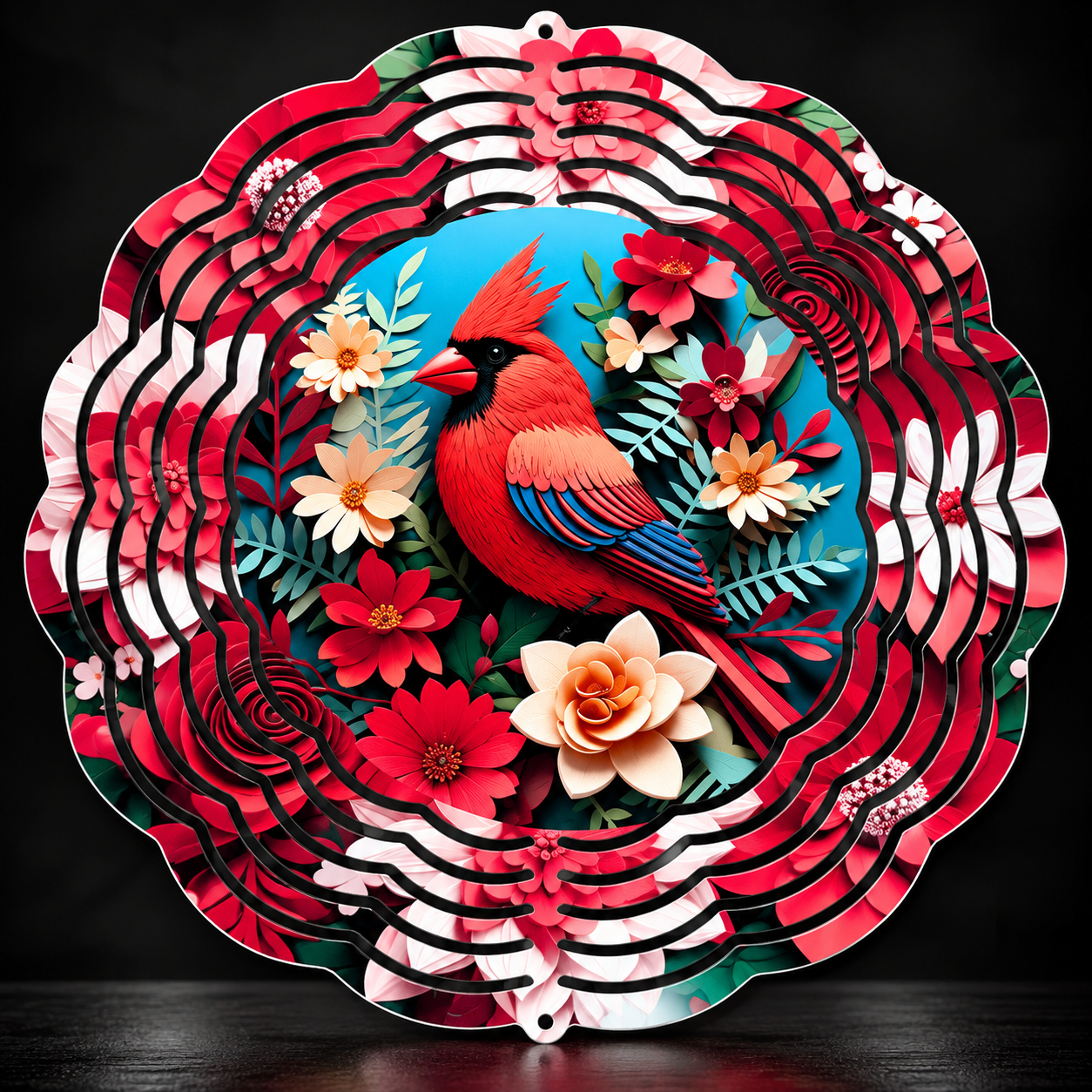 Cardinal & Floral 8” Wind Spinner