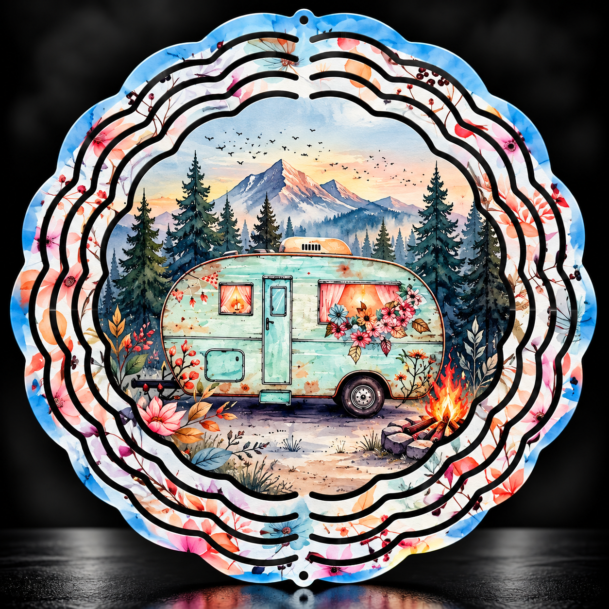 Floral Camper Getaway – 8” Wind Spinner