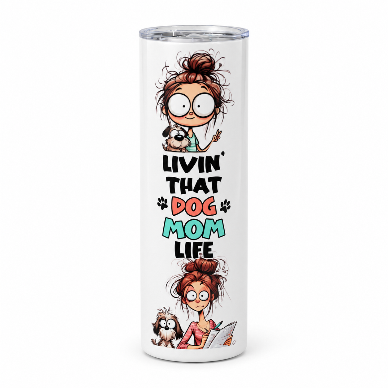 White dog mom tumbler product photo-2.png