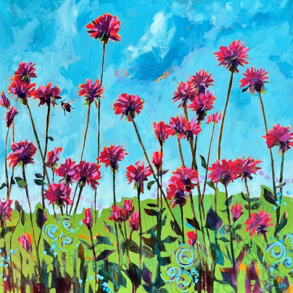 Bee Balm - Busy Bee
24x24 Mixed Media on Canvas 1.5D