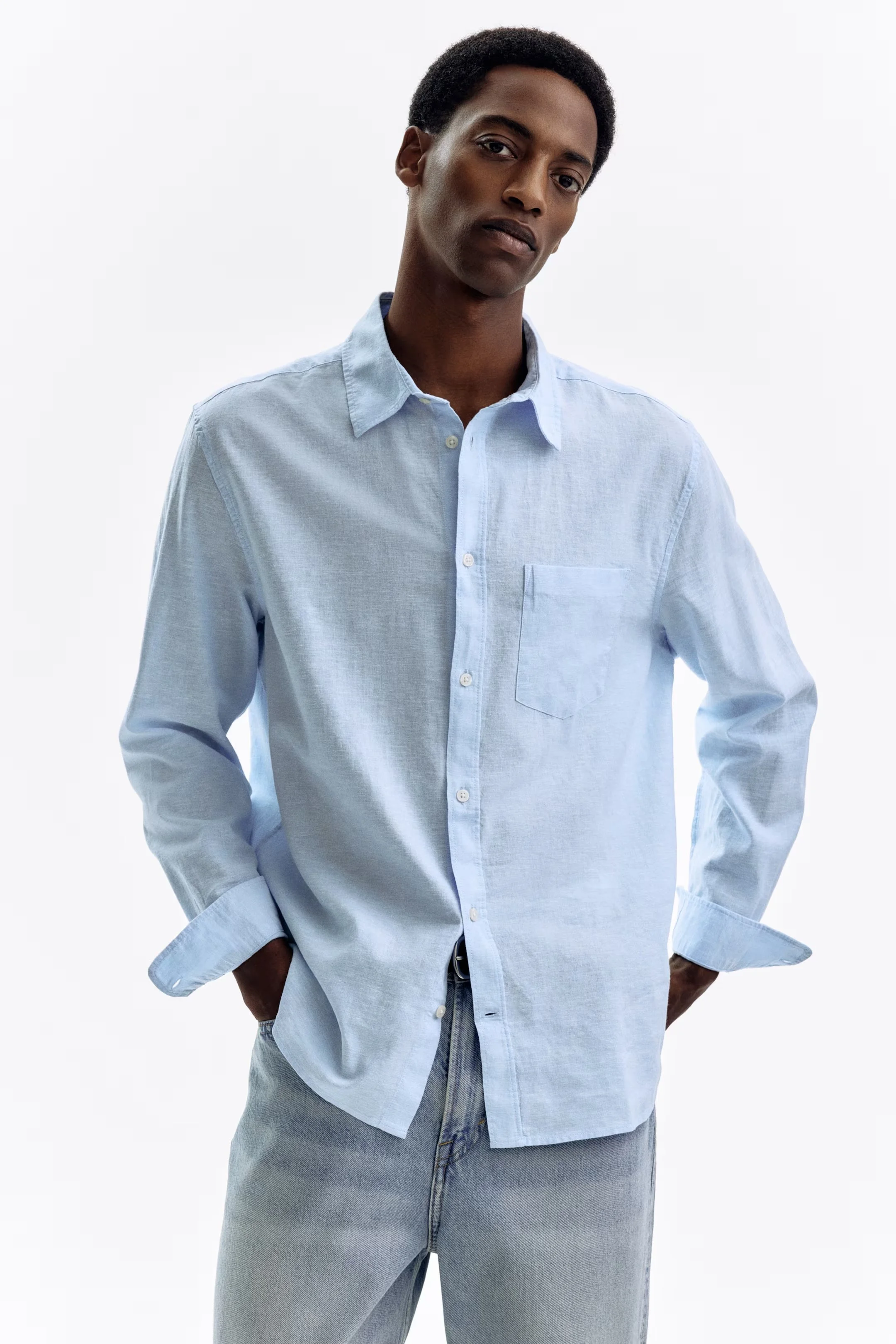 H&M Regular Fit Linen-Blend Shirt