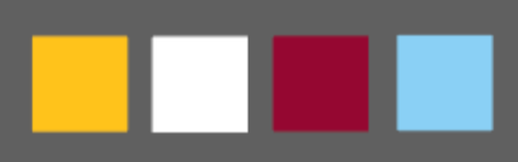 Four colored squares arranged horizontally: yellow, white, red, and light blue, on a gray background.