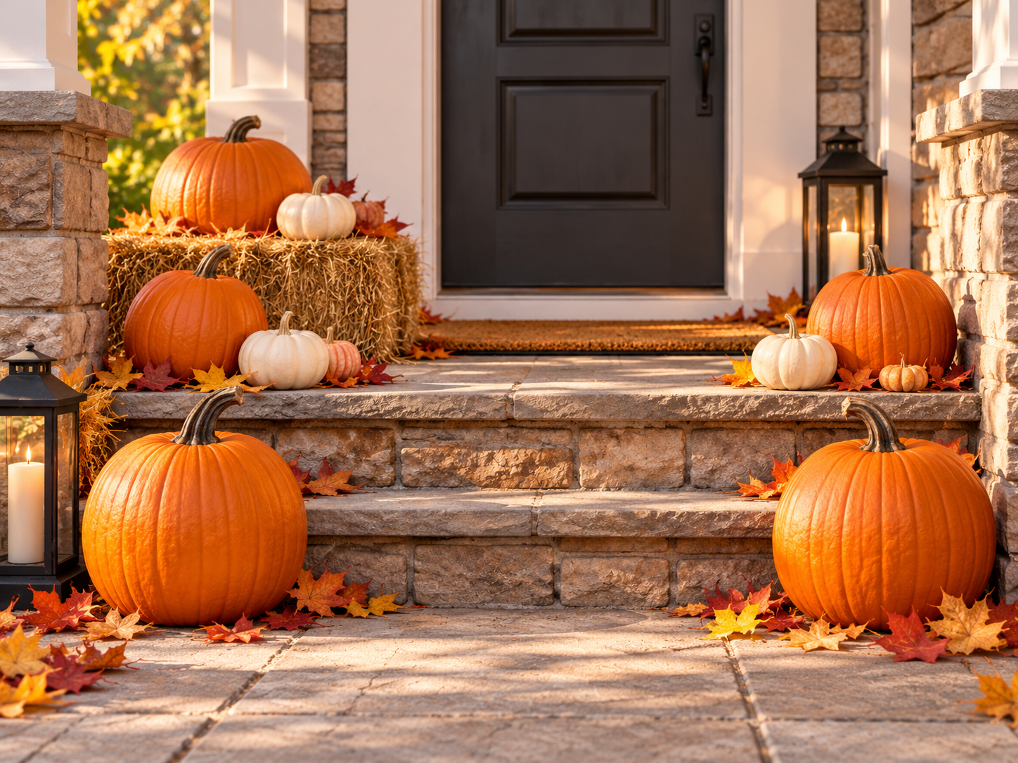 How to Arrange Pumpkins on Porch Steps