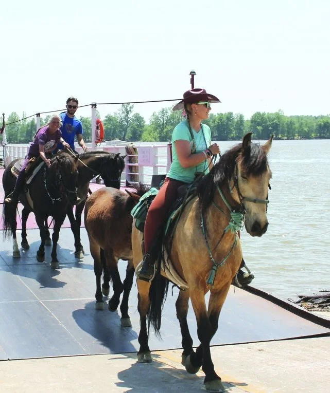 Riding across country, had to ride horses on a ferry to cross Ohio River