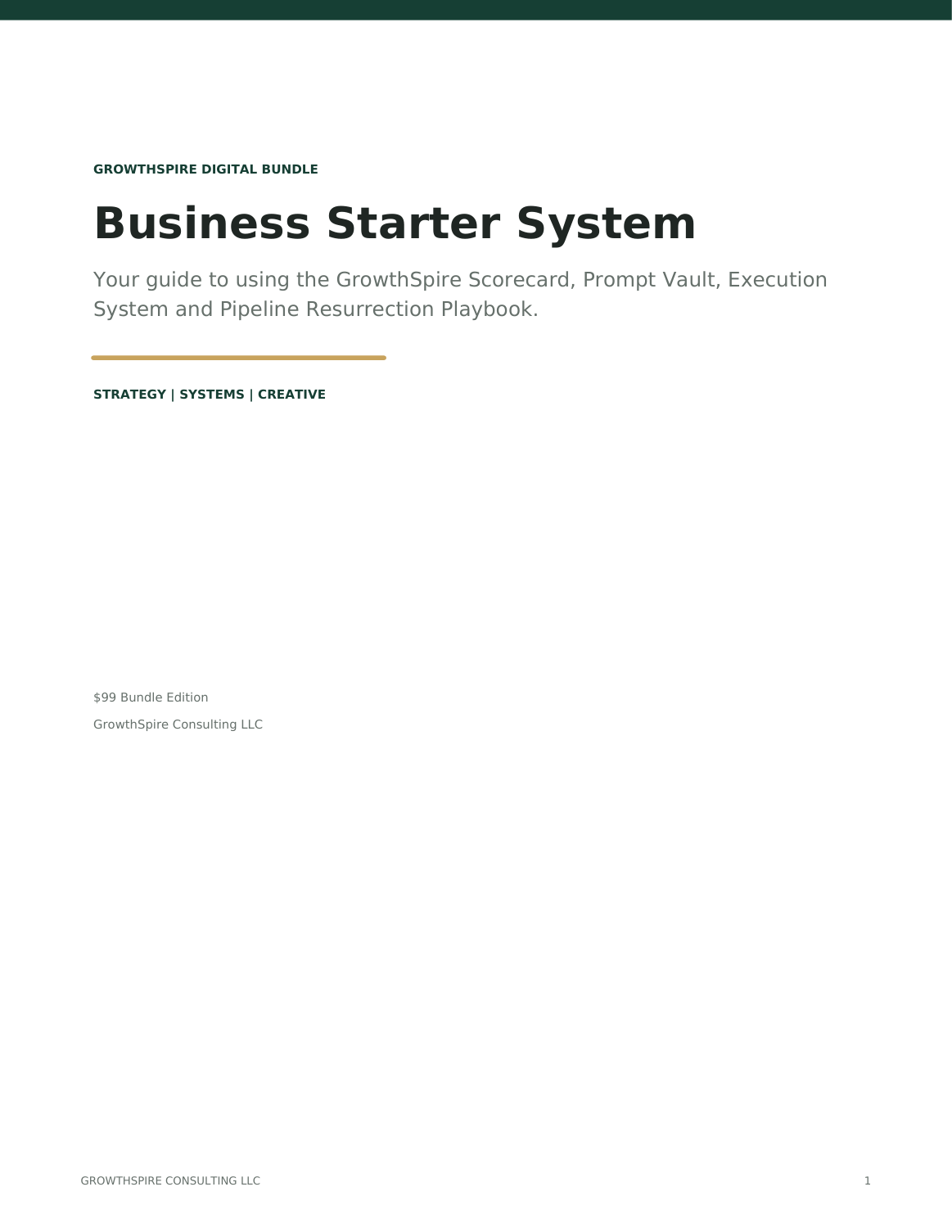 Business Starter System Bundle — GrowthSpire Strategy, Systems, Creative digital download