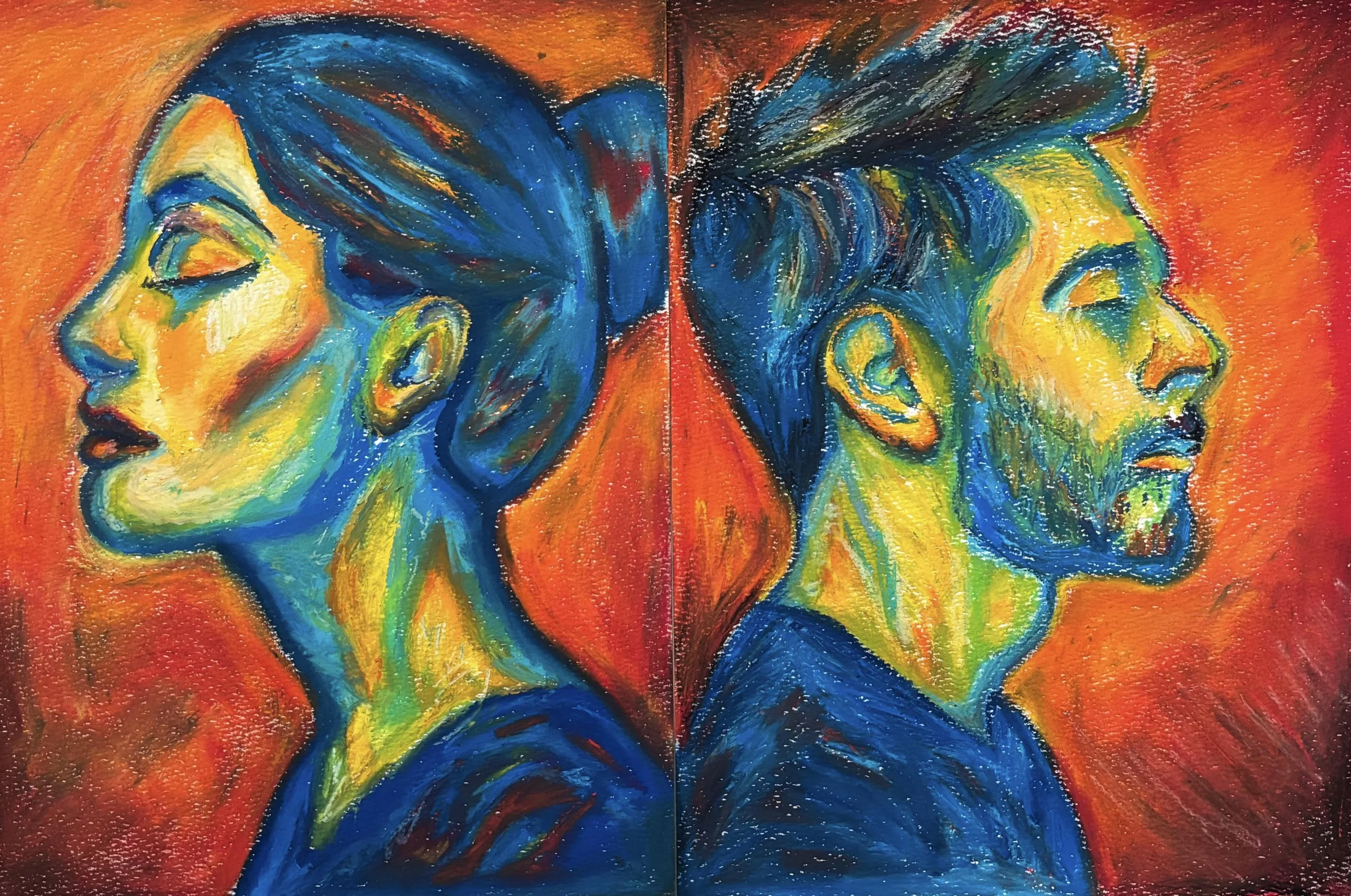 "Man & Woman" Oil Pastel