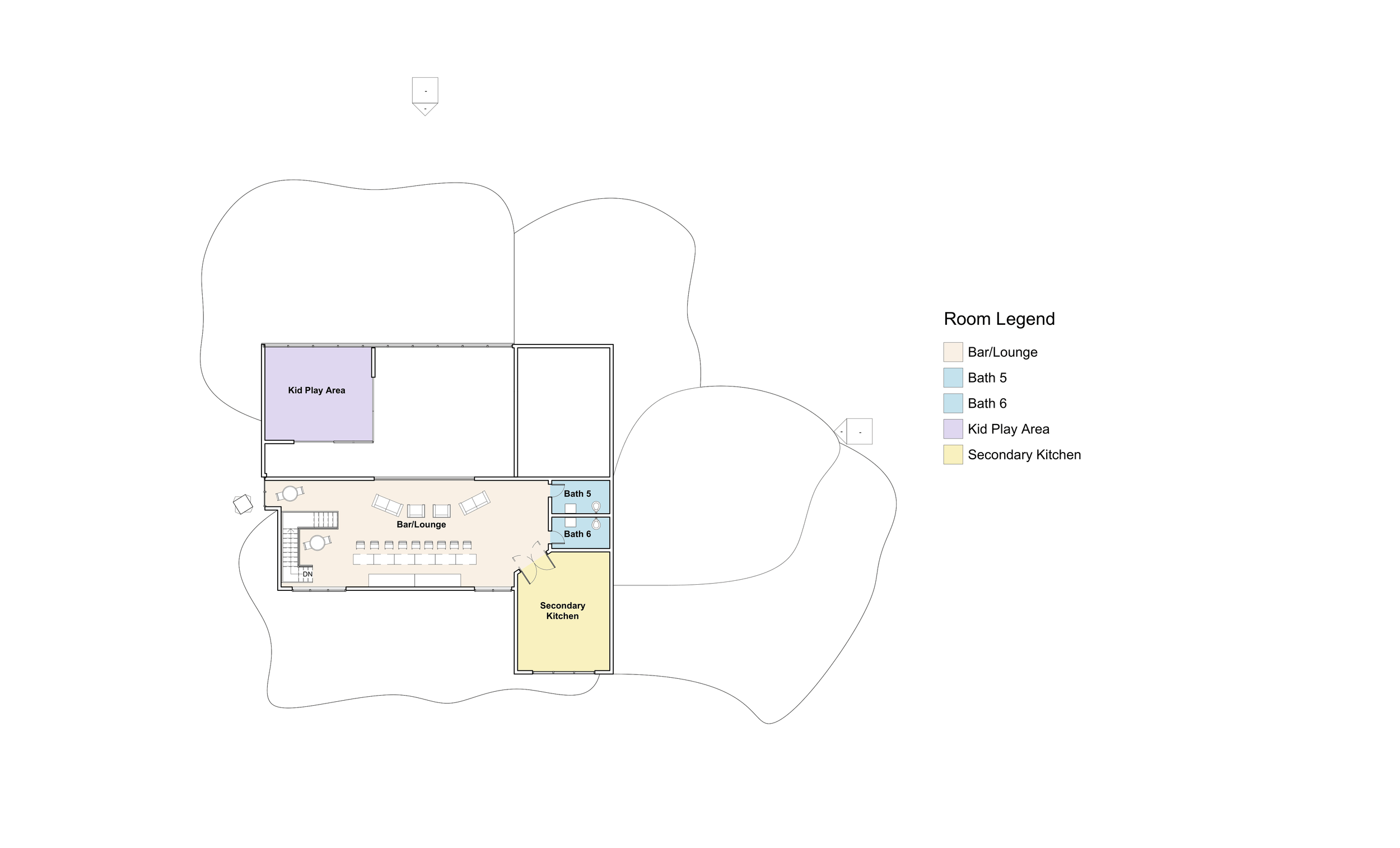 "Tier to Tee"  2nd floor plan of a proposed redesign for  the Langston Golf Course Clubhouse. Revit.