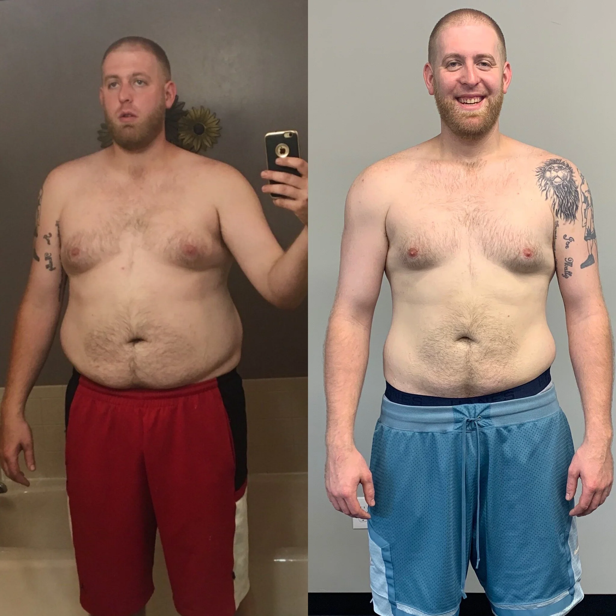 Client lost body fat to get to a healthier weight.