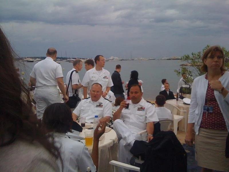 Navy officers on the beach