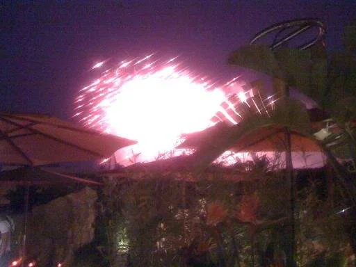 Fireworks from the rooftop poolside party.