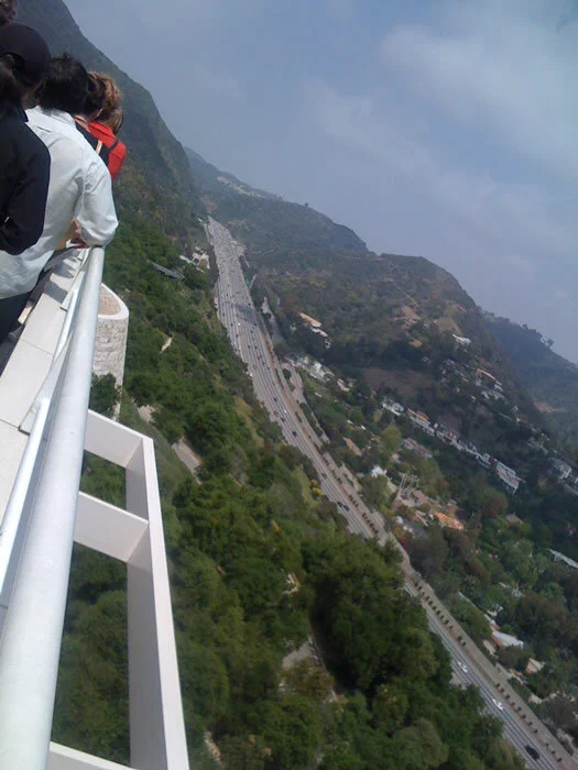 We’re all falling off!  Or… just a humorous camera angle.  Looking out at the 405 from the Getty.