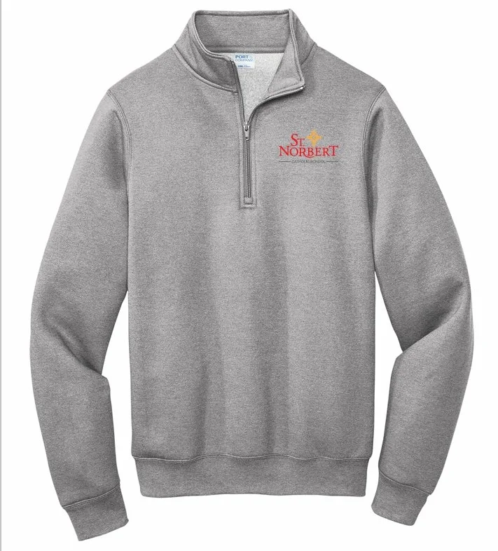 Adult Quarter-zip Grey Embroidered Sweatshirt