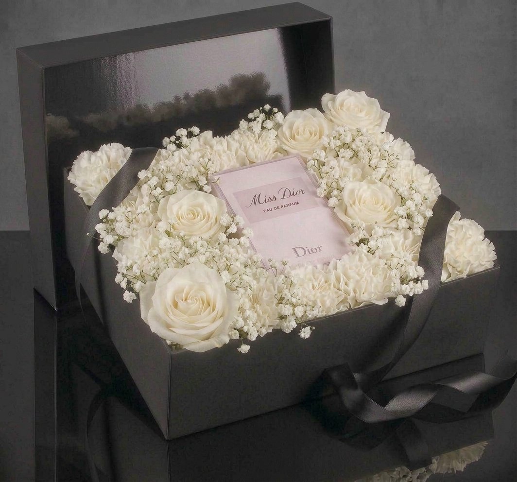 Soft Romance| Miss Dior & Luxury White Flower Gift Box