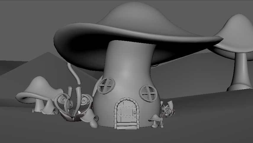 Mushroom House 3D Model - Maya 