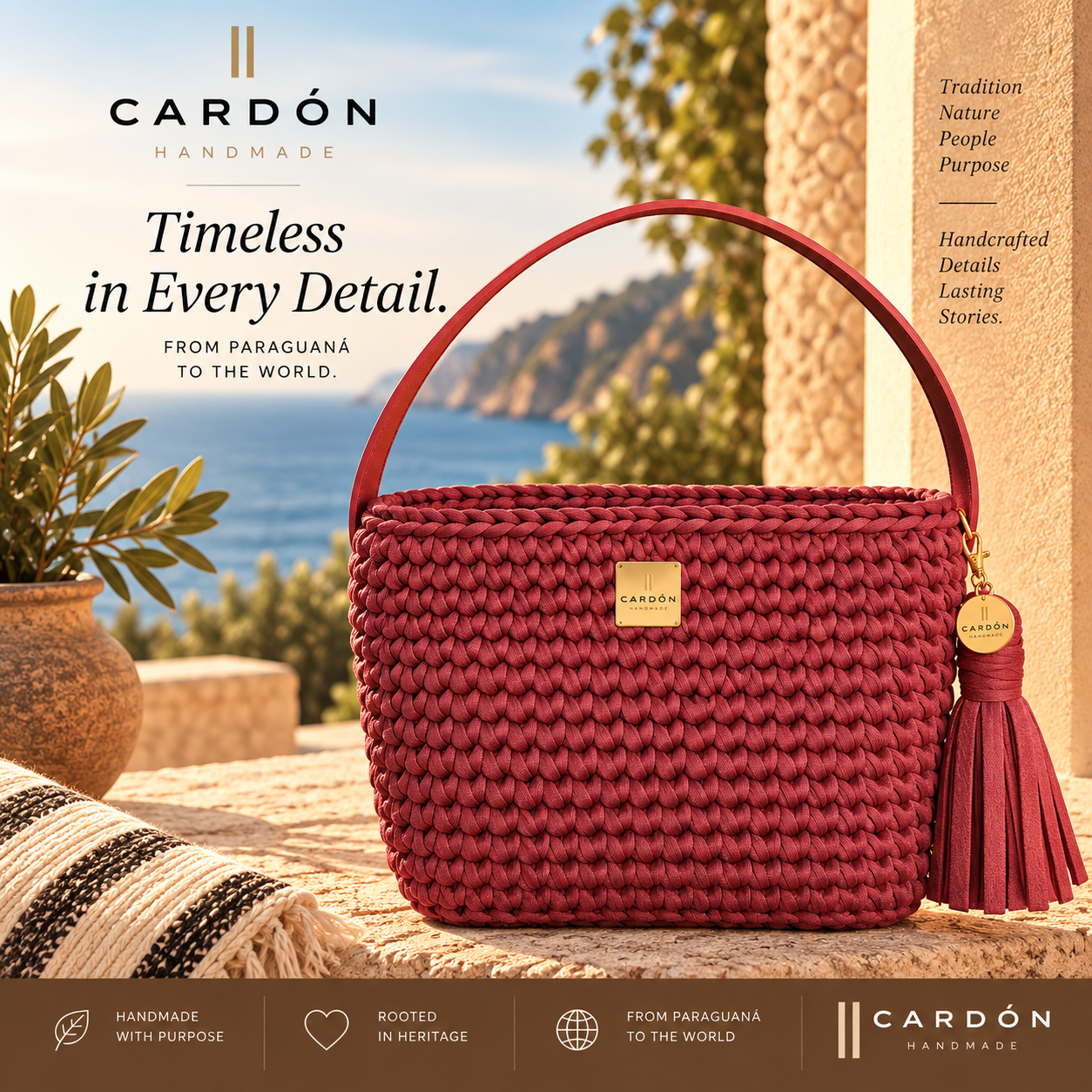 Tote Burgundy Single Handle Small